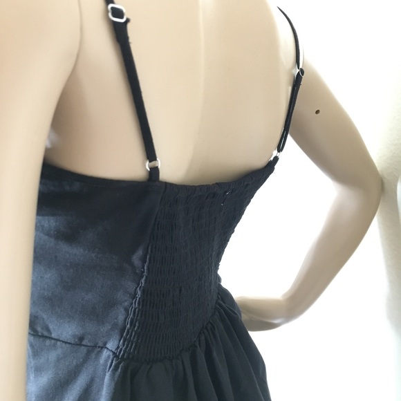 Spaghetti Strap Linen Black Midi Dress - Picture 9 of 12